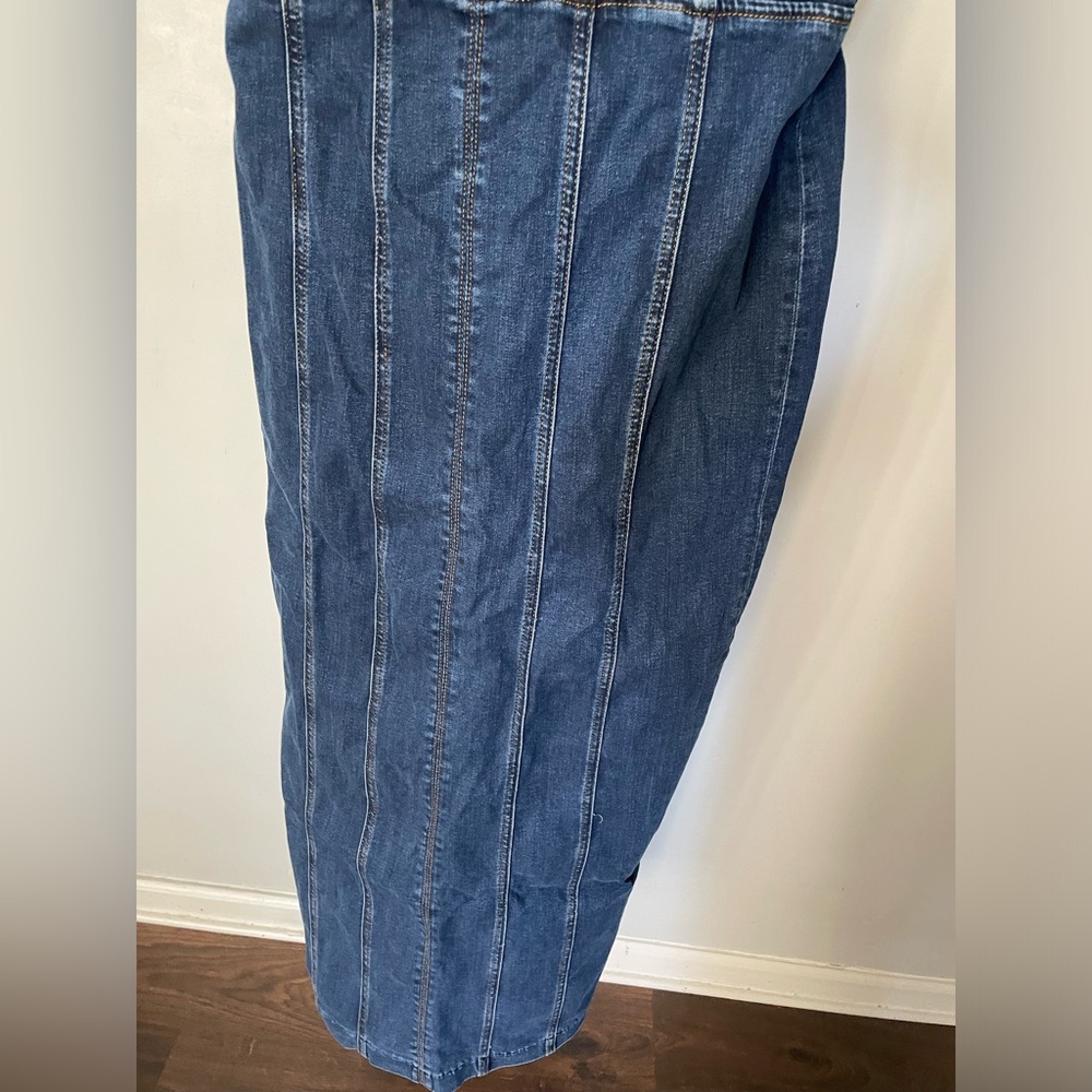 Reformation Anais Strapless Denim Midi Dress sz 12 - Picture 8 of 11